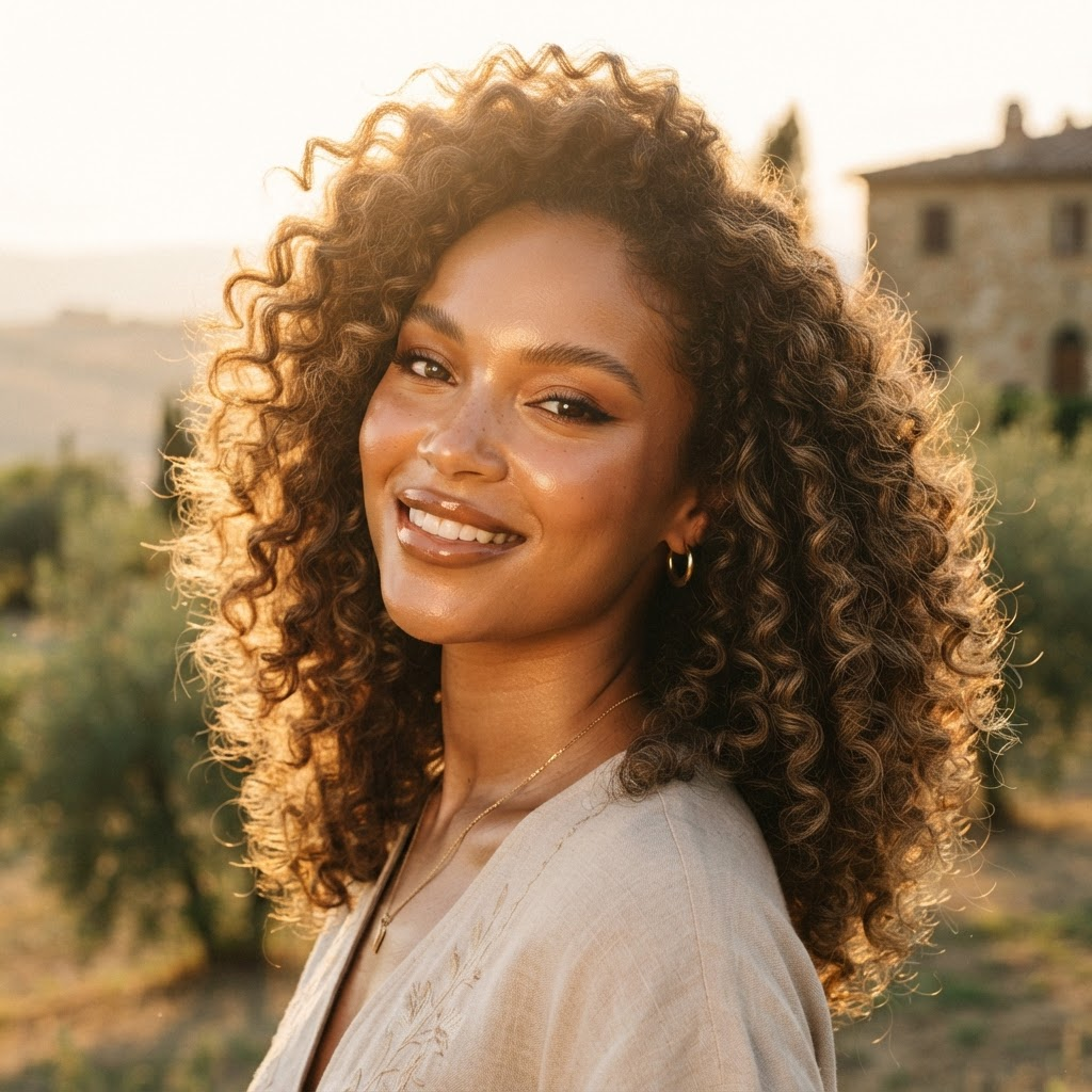 Bronze glam + curls